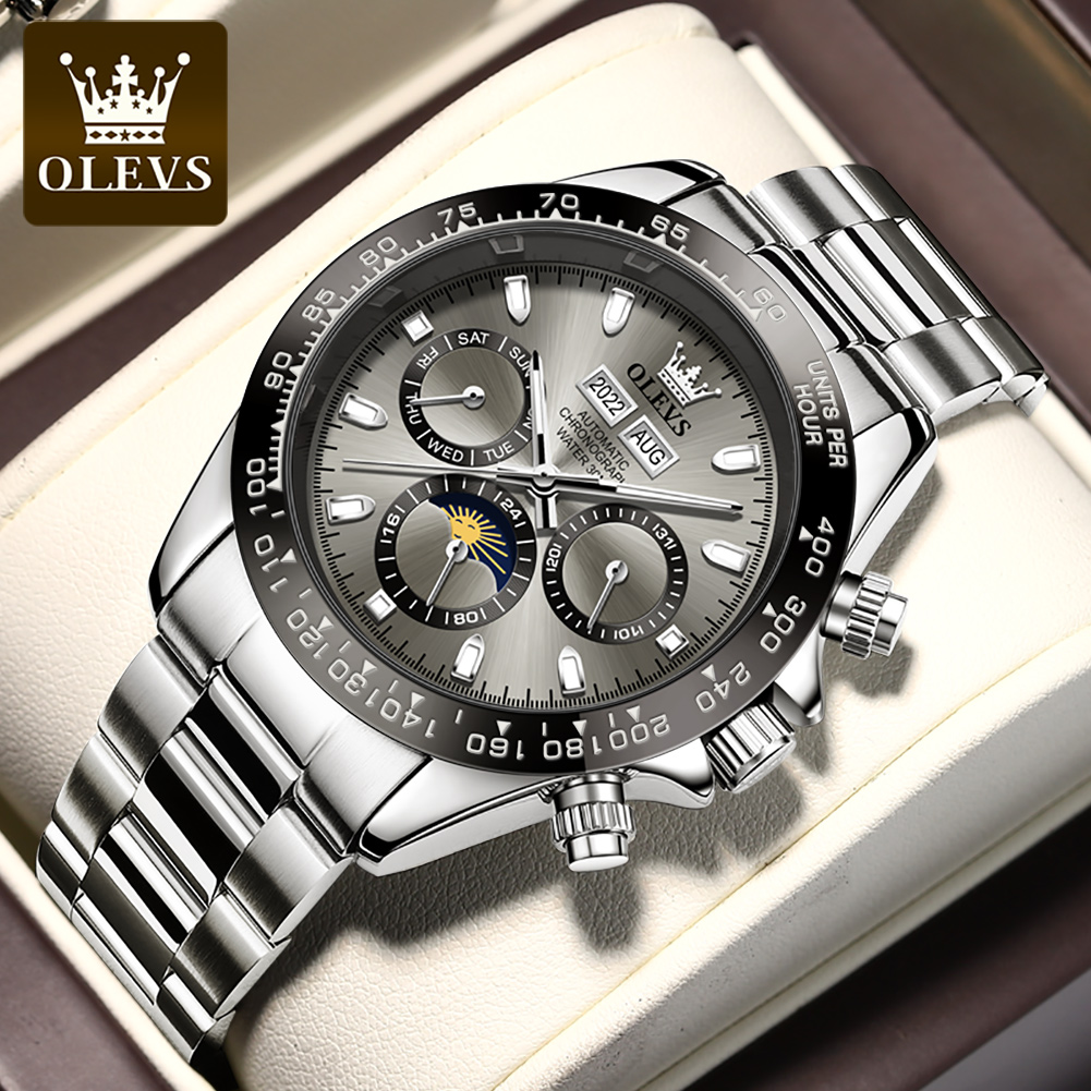 Seiko Watch 5 Sports - OLEVS 6654 Luxus-Herrenuhr, Chronograph, automatische mechanische