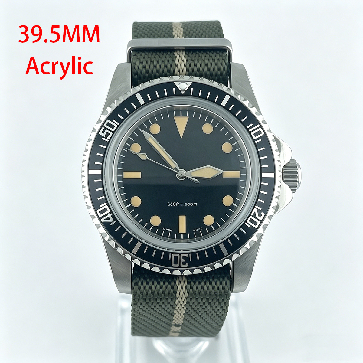 Tropic Strap Vintage - 39,5mm Taucheruhr im Retro-Stil ohne Kalender,