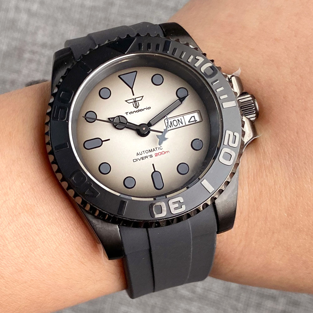 Rubber Strap Diver - Tandorio 200m wasserdicht nh36a vintage schwarz