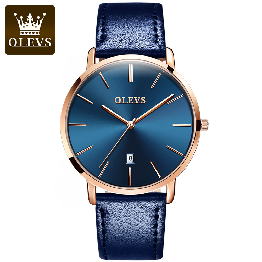 Leather Watch Band Men - Original OLEVS Quarzuhr für Herren, wasserdichte